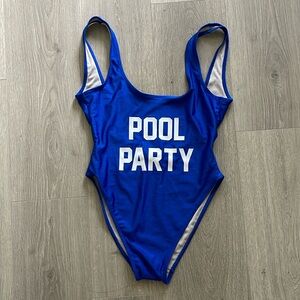 Brand new blue private party one piece swimsuit.